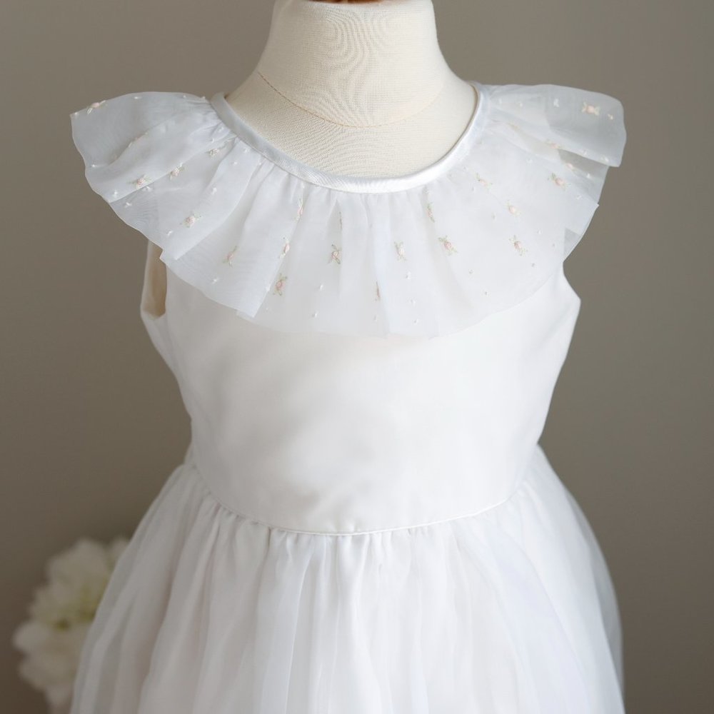 Strasburg Dress Heirloom White Organza Flower Girl Special Occasion UNIQUE STYLE